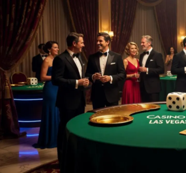 Dekoracje tematycznego eventu kasynowego w stylu Las Vegas